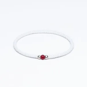 2mm beyaz miyuki yeşim taşlı bileklik kırmızı doğal taş 925 gümüş boncuk detaylı