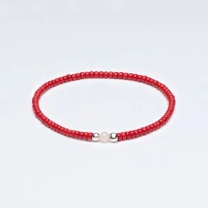 Miyuki + Gümüş + Doğal Taş Kırmızı Unisex Bileklik