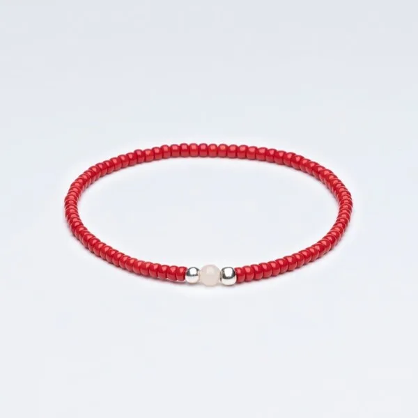 Miyuki + Gümüş + Doğal Taş Kırmızı Unisex Bileklik Miyuki + Gümüş + Doğal Taş Kırmızı Unisex Bileklik