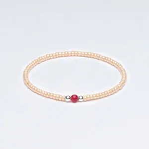 Miyuki + Gümüş + Doğal Taş Krem Unisex Bileklik