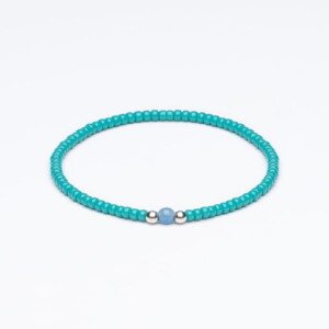 Miyuki + Gümüş + Doğal Taş Turkuaz Unisex Bileklik