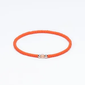 Miyuki + Gümüş + Doğal Taş Turuncu Unisex Bileklik