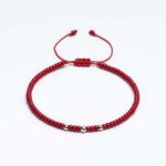 Miyuki + Gümüş Kırmızı Paraşüt İpli Unisex Bileklik