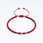 Miyuki + Gümüş Kırmızı Paraşüt İpli Unisex Bileklik