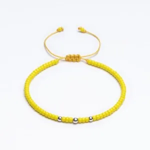 Miyuki + Gümüş Sarı Paraşüt İpli Unisex Bileklik