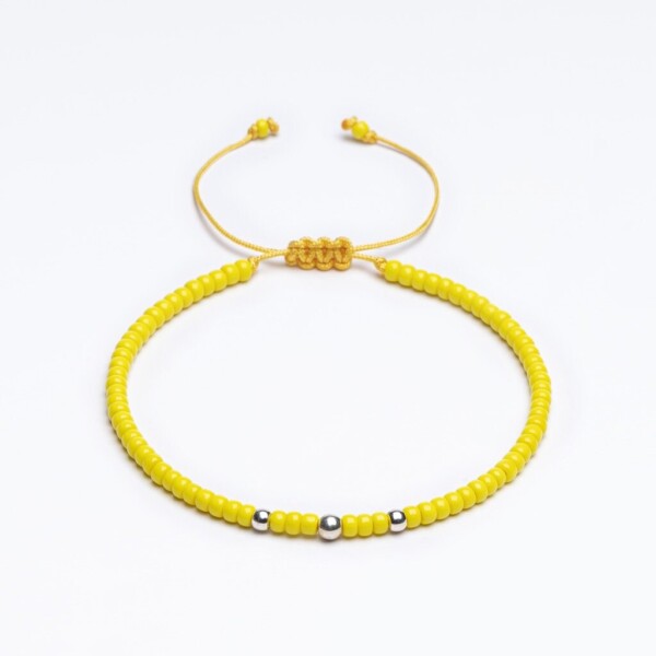 Miyuki + Gümüş Sarı Paraşüt İpli Unisex Bileklik Miyuki + Gümüş Sarı Paraşüt İpli Unisex Bileklik