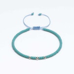 Miyuki + Gümüş Turkuaz Paraşüt İpli Unisex Bileklik