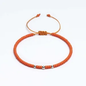 Miyuki + Gümüş Turuncu Paraşüt İpli Unisex Bileklik