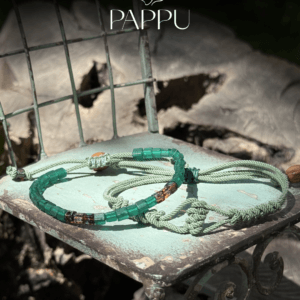 Bohem Stil Yeşil İkili Bileklik - Örgü ve Miyuki 4mm.Küp Boncuklu Set - Görsel 2