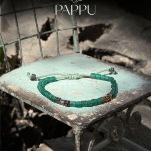 Bohem Stil Yeşil İkili Bileklik - Örgü ve Miyuki 4mm.Küp Boncuklu Set - Görsel 4