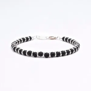 Oniks Taşı - 925 Ayar Gümüş Bileklik - Gece