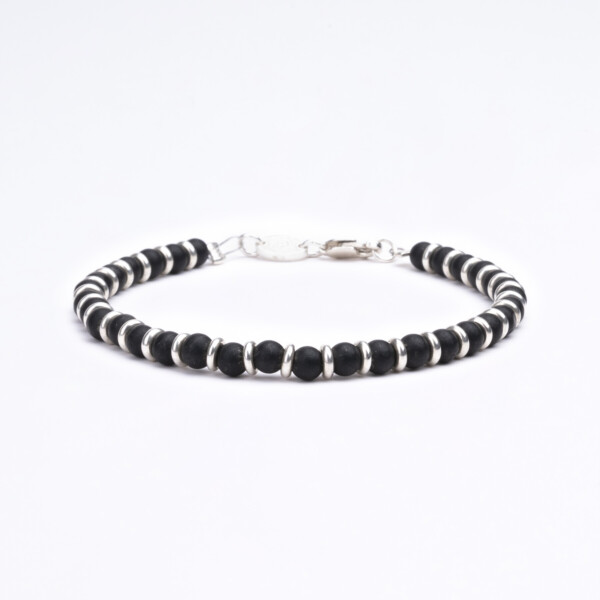 Oniks Taşı - 925 Ayar Gümüş Bileklik - Gece