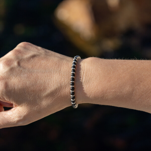 Oniks Taşı - 925 Ayar Gümüş Bileklik - Gece