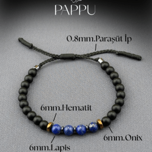 Lapis,Oniks ve Hematit Doğal Taş Bileklik - Görsel 2