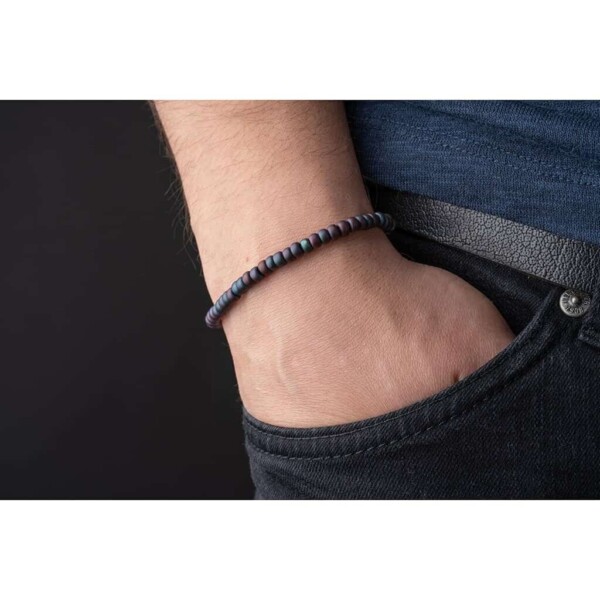 Petrol Mavi Miyuki-925 Gümüş-Siyah Paraşüt İpli Bileklik