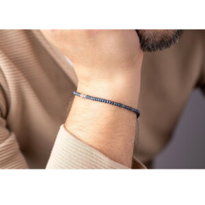 Petrol Mavi Miyuki-Gümüş-Kök Yakut Taşı Bileklik