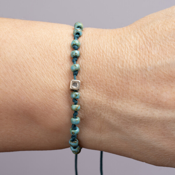 Picasso Turkuaz Miyuki Boncuklu - 925 Gümüş Bileklik - Düğüm