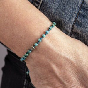 Picasso Turkuaz Miyuki Boncuklu - 925 Gümüş Bileklik - Düğüm