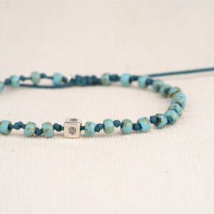 Picasso Turkuaz Miyuki Boncuklu - 925 Gümüş Bileklik - Düğüm