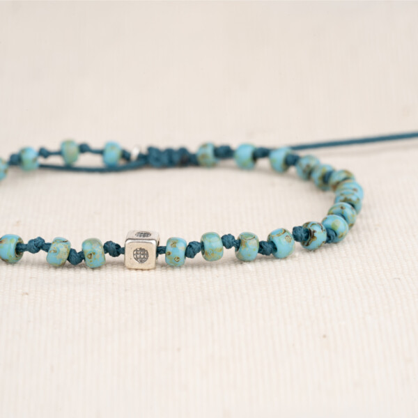 Picasso Turkuaz Miyuki Boncuklu - 925 Gümüş Bileklik - Düğüm
