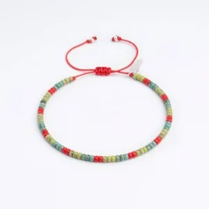 Renkli Miyuki 925 Gümüş Kırmızı Paraşüt İpli Bileklik