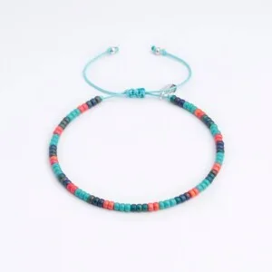 Renkli Miyuki 925 Gümüş Mint Mavi Paraşüt İpli Bileklik