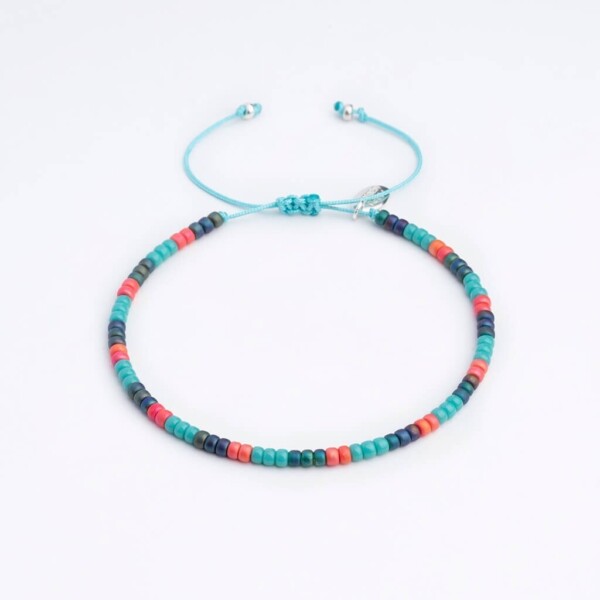 Renkli Miyuki 925 Gümüş Mint Mavi Paraşüt İpli Bileklik