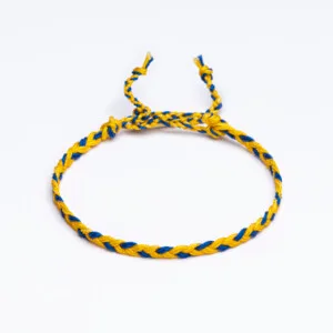 Sarı lacivert paraşüt ipli örgü bileklik Sharadamba temalı saç örgü bağlamalı kapama