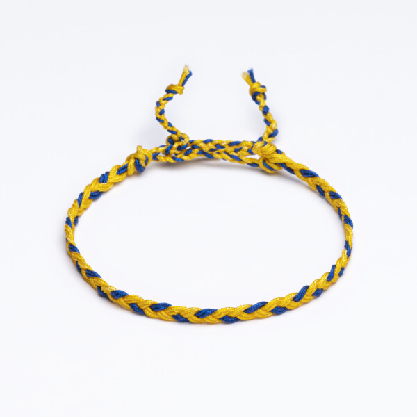 Sarı lacivert paraşüt ipli örgü bileklik Sharadamba temalı saç örgü bağlamalı kapama