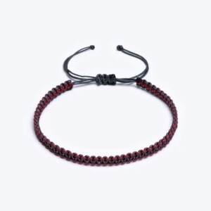 Sarmal Makrame Örgü Bordo / Gri Paraşüt İpli Unisex Bileklik