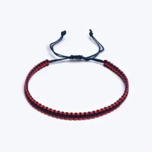 Sarmal Makrame Örgü Kırmızı / Lacivert Paraşüt İpli Unisex Bileklik
