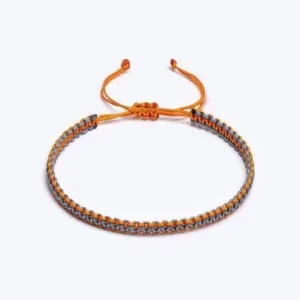 Sarmal Makrame Örgü Turuncu / Gri Paraşüt İpli Unisex Bileklik