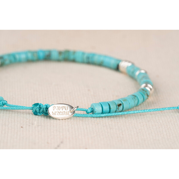 Turkuaz Doğal Taş - 925 Ayar Gümüşle Asansörlü Bileklik PB24818