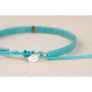 Turkuaz ve Sarı Tila Kesim Miyuki - 925 Gümüş Asansörlü Bileklik PB24824