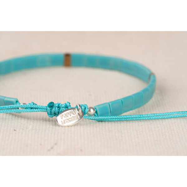 Turkuaz ve Sarı Tila Kesim Miyuki - 925 Gümüş Asansörlü Bileklik PB24824