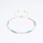 Varisit + Gümüş Beyaz Makrame Örgü Unisex Bileklik