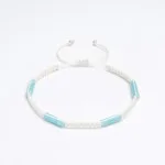 Varisit + Gümüş Beyaz Makrame Örgü Unisex Bileklik