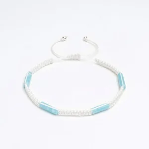 Varisit + Gümüş Beyaz Makrame Örgü Unisex Bileklik