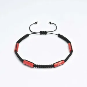 Varisit + Gümüş Makrame Örgü Siyah Unisex Bileklik